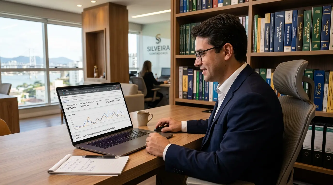 Marketing digital para escritórios contábeis em Florianópolis — estratégia de captação por conteúdo educativo tributário, Google Ads segmentado e Google Meu Negócio otimizado